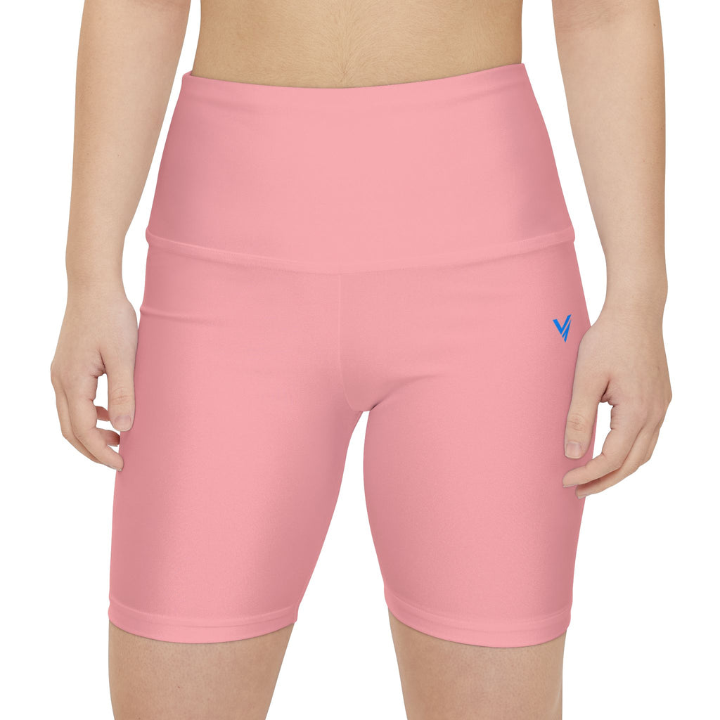 Women's Pink High-Waist Workout Shorts