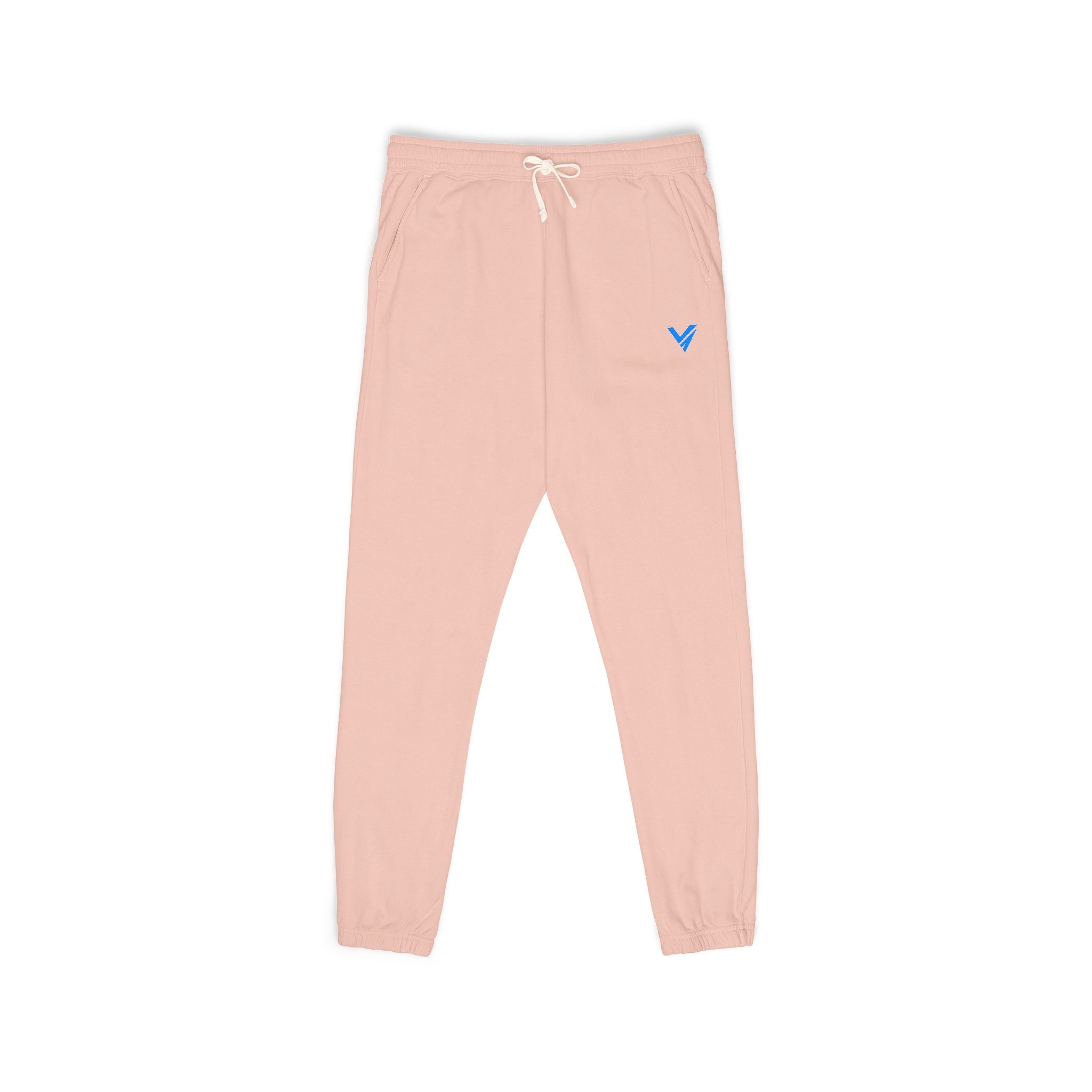 Embroidered Blue Heart Sweatpants — Garment-Dyed Fleece Joggers