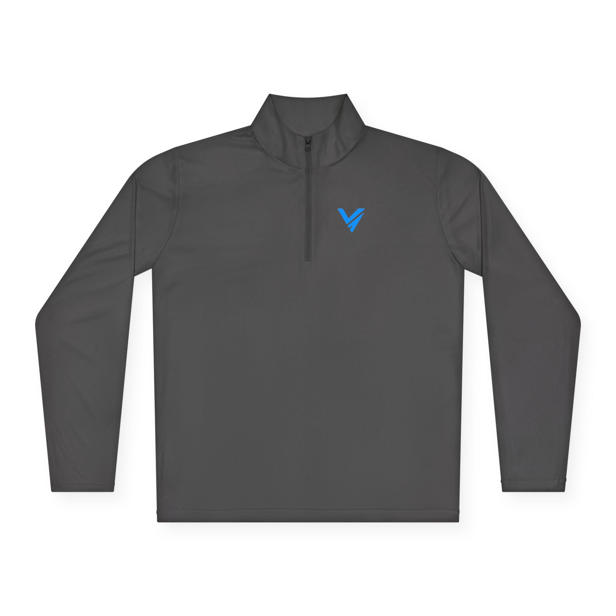 Quarter-Zip Pullover — Minimal Blue Heart V Logo Chest