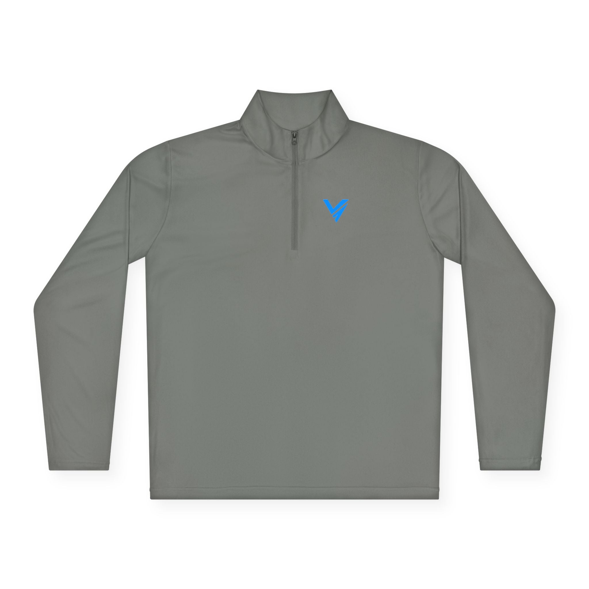 Quarter-Zip Pullover — Minimal Blue Heart V Logo Chest