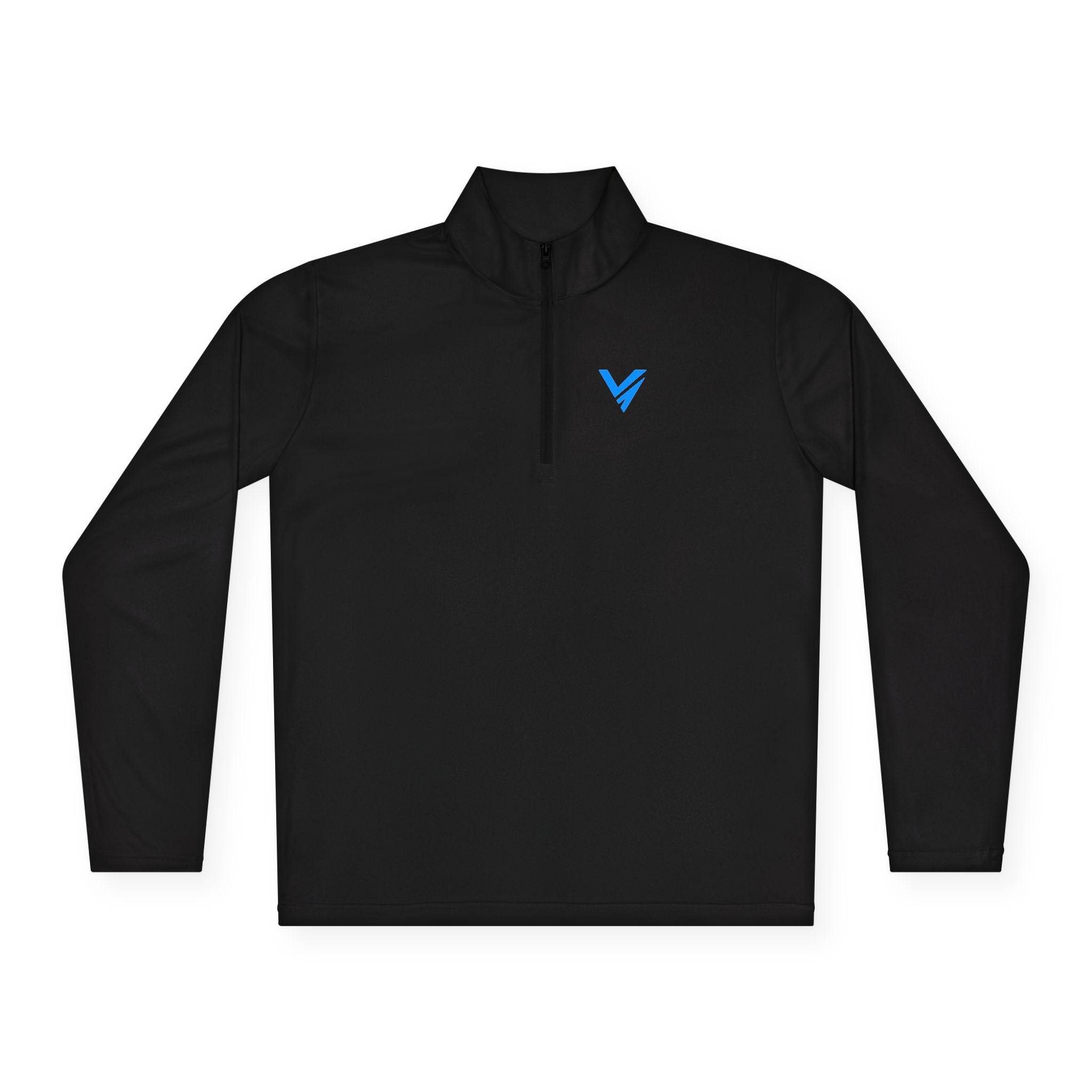 Quarter-Zip Pullover — Minimal Blue Heart V Logo Chest