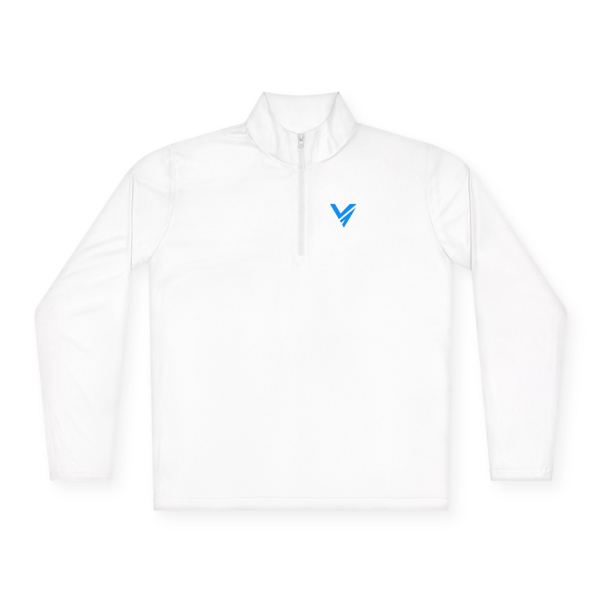 Quarter-Zip Pullover — Minimal Blue Heart V Logo Chest