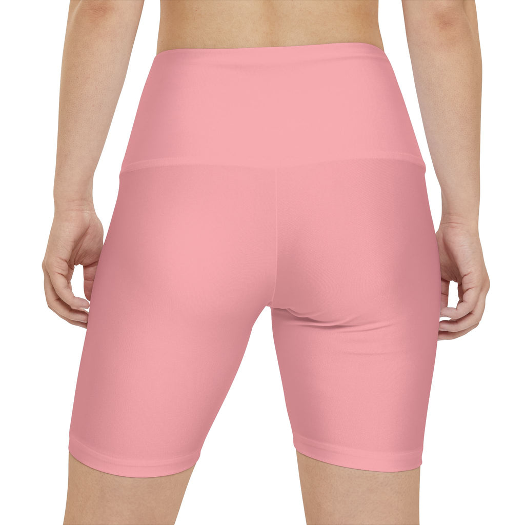 Women's Pink High-Waist Workout Shorts