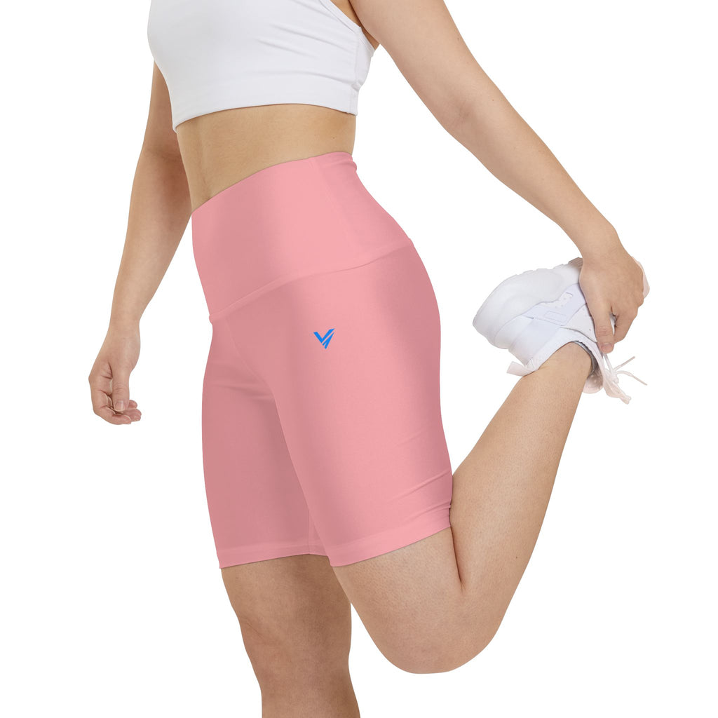 Women's Pink High-Waist Workout Shorts